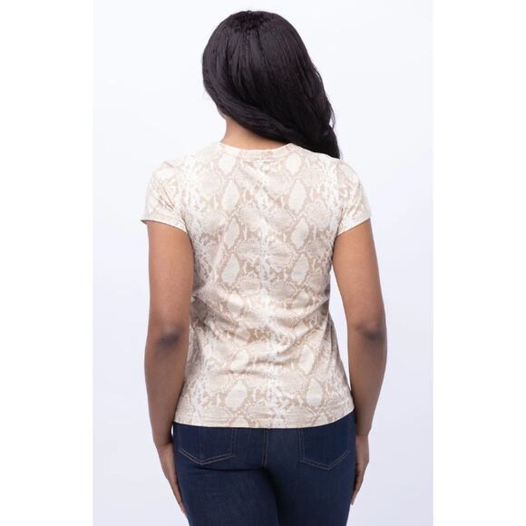 RAG & BONE TOP WOMENS SIZE XSMALL ALLOVER SNAKE COTTON TEE SHIRT NEUTRAL NEW - Picture 2 of 13